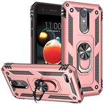 Yerebel LG Tribute Empire Case,LG Aristo 3/Aristo 2/Rebel 4 LTE/Aristo 2 Plus/Phoenix 4/Tribute Dynasty/Zone 4 Phone Case, Magnetic Car Mount Ring Holder Stand Cover for LG Aristo 2 (Rose Gold)