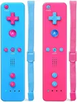 JYELUK Wii Controller,Wii Remote Controller 2 Pack Compatible with Nintendo Wii,with Wrist Strap and Case Pink & Blue