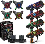 ArmoGear Laser Tag Guns with Vests Set of 4 Multi Player Laser Tag Set for Kids Toy for Teen Boys and Girls Indoor and Outdoor Game for Kids, Adults and Family - Boys and Girls Gift, Ages 8 and Above