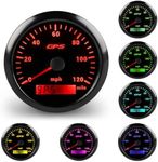 WATERWICH Speedometer Odometer GPS Gauge Meter Kit 7 Colors 3.34inch 85mm Odometer Speed Gauge 0-120MPH DC12V 24V for Car Truck Vehicle Automotive Boat Marine