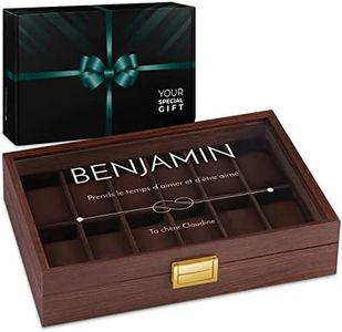 Maverton Boite a Montre Personnalisée - Boîte de Rangement - Cadeau Anniversaire Mariage - Étui en Bois pour 12 Montres avec gravure - Cadeau Homme - pour Mari - aimer