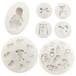 7 Pcs Fondant Silicone Molds, VEINARDYL 3D Sleeping Baby Theme Sugar Craft Cake Decoration Cupcake Topper Crafting Projects Gum Paste Resin Polymer Clay Mould