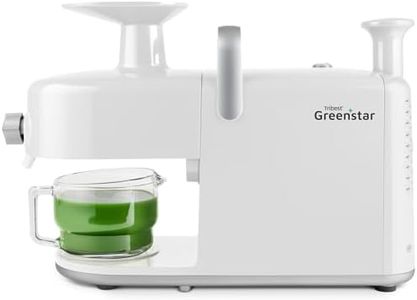 Tribest Greenstar 5 GS5 All Stainless Steel Twin Gear Cold Press Masticating Juicer with Easy Clean Housing, Screen Cleaning Tool and Glass Pitcher, White