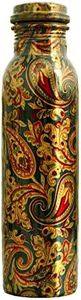 INDIAN ART VILLA Pure Copper Printed Water Bottle With Seaweed Paisley Design, Drinkware & Storage Purpose, Ayurvedic Health Benefits, Volume-1000 ml