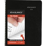 AT-A-GLANCE 2024 Weekly Planner, DayMinder, Block-Style, 7" x 8-3/4", Medium, Faux Leather, Black (G5350024)