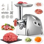 Warmiehomy Meat Grinder Electric, 2800W Meat Mincer with 3 Stainless Steel Grinding Plates, Vegetable Food Mincer Machine, Household Sausage Meat Patty Maker, Reverse Function, Plastic Housing(White)