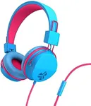 JLab JBuddies Studio Wired Kid Headphones, On-Ear, Cotton Candy, Volume Limited, Folding, Adjustable, Noise Isolation, with Mic