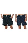 Simon Carter Men's Cotton Blend Boxer Shorts (Pack Of 2) (SCBXCRGFG00676S_Dark Green_S)