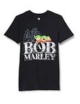 Bob Marley Men's Distressed Logo Short Sleeve T-Shirt, Black, M