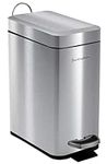 Buckingham Pedal Bin Waste Trash Bin for Bathroom Kitchen Office, Stainless Steel Soft Closing Slimline, Brushed Finish, 5 Litre