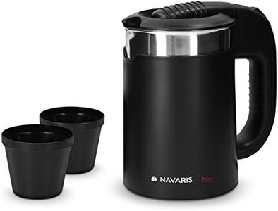 Navaris Travel Kettle Electric - 0.5 Litre - Small Kettle with Dual Walls and Boil Dry Protection - 1100W Holiday Kettles with 2 Cups