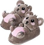 corimori 1847 (Various Animal Designs) Animal Shaped Plush Booties, Carpet Slippers, Hugo the Koala, Light Brown, Kids UK 8-1