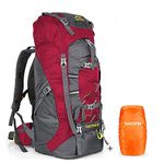 NACATIN Hiking Backpack, 60L Large Rucksack for Men Women, Tear and Water-resistant Ideal for Camping Trekking Travel Outdoor (Red)