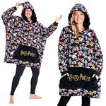 Harry Potter Oversized Blanket Hoodie for Women Men and Teens, Fleece Wearable Blanket (Multi)