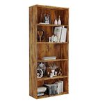 Panana Extra Large Bookcase, 5/6 Tier Wooden Cube Shelves Soild Wood Bookself Storage Organizer Display Shelf Free Standing Unit For Living Room Home Office (Wood, 5 Tier)