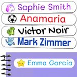 50 Personalized Adhesive Labels to Mark Objects 2.3 x 0.4 in. Waterproof Stickers to Mark School Supplies, Books, kindergartens Goods, Summer Camps, Children's Toys, etc. (White)