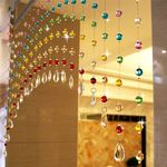 PINDIA Fancy Sparkling 5 Feet Wide Arch Bead Hanging Curtain with Pure Glass Drops - Multicolor (Set of 30 Strings)