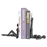 Ambipolar Yoga-Style Black Decorative Bookends, Cast Iron Book Stand to Hold Books Heavy Duty, Book Stoppers for Home Decor, Office Desk, Living Room Decor