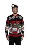 Blizzard Bay Men's Ugly Christmas Sweater Santa, Reindeer Buds Black, X-Large