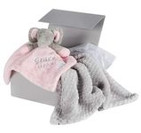 Personalised Baby Comforters Gift Set Personalised Gifts for Girls | Pink Embroidered Elephant Comforter Blanket Special Unique Baby Girl Gifts Newborn Baby Girl Gift Hamper