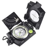 Eyeskey Multifunctional Military Metal Sighting Navigation Compass with Inclinometer | Impact Resistant & Waterproof Compass for Hiking, Camping, Boy Scout (Black)