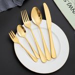 HOKIPO Gold Cutlery Set of 30 Pcs Stainless Steel Flatware Set, Mirror Finish with Gift Box (AR4566)