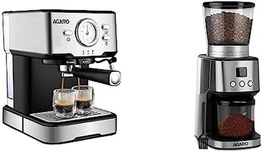 AGARO Imperial Espresso Coffee Maker & Supreme Electric Coffee Grinder Combo, Coffee Beans Grinding, Coffee Machine