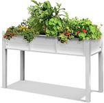 DWVO 48x18x30in Raised Garden Bed, Poly Wood Planter Box Stand,Weather Resistant Planter Box with Legs, Elevated Garden Bed for Backyard, Patio, Balcony,White