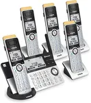 VTech IS8151-5 Super Long Range 5 Handset DECT 6.0 Cordless Phone for Home with Answering Machine, 2300 ft Range, Call Blocking, Bluetooth, Headset Jack, Power Backup, Intercom, Expandable to 12 HS