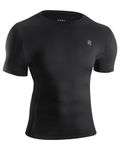 Runhit Mens Compression Shirt Short Sleeve Black Compression Shirt Men Quick Dry Cool T-Shirt Sports Workout Baselayer L