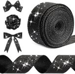 Syhood Glitter Ribbon Glitter Wired Edge Ribbon Waterproof Sparkly Ribbon Garland for Gifts Wrapping Cards Crafts Wreaths Holiday Party Home Christmas Decoration(Black,1.5 Inch X 20 Yard)