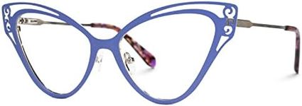 VOOGLAM Purple Cat Eye Blue Light Blocking Glasses, Fashion Eyeglasses Frame for Women Anti Eyestrain & UV