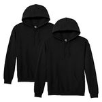 Gildan Adult Fleece Hooded Sweatshirt, Style G18500, Bulk Case, Black (2-Pack), Medium