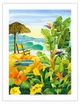 Tropical Holiday - Beach Chair Ocean View - Hawaii - Hawaiian Islands - From an Original Watercolor Painting by Robin Wethe Altman - Bamboo Fine Art 290gsm Paper (Unframed) 17x22in