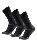 DANISH ENDURANCE Merino Wool Hiking & Walking Socks 3-Pack for Men, Women & Kids, Trekking, Work, Outdoor (Black/Grey, US Women 8-10 // US Men 6.5-8.5)