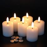 Eldnacele 3D Wick Flameless Candles with Timer Realistic Flickering Battery Operated White Real Wax LED Candle Lights for Home Wedding Christmas Decoration(Batteries Included), D2’’ x H3.2’’