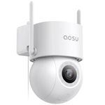 AOSU 3K Wired Outdoor Security Camera - Smart 24/7 Recording Camera Surveillance Exterieur WiFi Camera with Sound Light Alerts, 360° View, Auto-Tracking Cameras (2.4Ghz Wi-Fi Only)