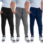 MONEY JONES ESSENTIALS 3 Pack Boys Sweatpants - Poly Fleece Boys Joggers with Open Pockets & Drawstring - Casual Athletic Pants with Elastic Bottom (Small) Dark Grey Heather, Navy, Black