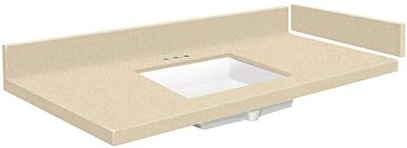 Transolid VT42.5x22-1KU-86-A-W-4 Solid Surface Vanity Top with 4 in. Centerset and Rectangular Undermount Sink, 42.5" L x 22.25" D, Sea Shore