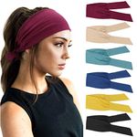 DRESHOW 6 Pack Women Headbands Wide Elastic Hair Bands Head Wrap Cute Knot Hair Accessories