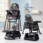 Baybee 4 in 1 Convertible High Chair for Kids | Foldable Baby Feeding Chair with Safety Harness, Adjustable Tray, Booster Seat | Easy to Clean, Portable Dining Chair (Black)