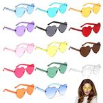 SPOKKI Heart Glasses, Novelty Funky Heart Shaped Party Sunglasses, Frameless Glasses Eyewear for Adults and Kids Beach Photo Feather Boa Accessories (14 Pair)