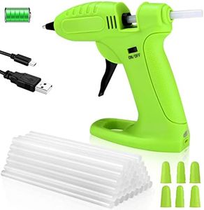 Pistolet à Colle Chaude Sans Fil - Mini Pistolet à Colle Rechargeable par USB Batterie 2600mAh avec 40 Bâtons de Colle de 7mm et 6 étuis de Colle pour Pistolet le Artisanat, DIY, Maison, Bricolage