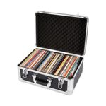 Trintion CD Storage Case - Holds 96 CDs, Portable Aluminium Media Holder with Handles and Lock for Albums, Games, Music - 44.5X45X21.5CM Water Resistant Box (60 CDs)