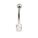 BodyJewelryOnline Petite Belly Button Ring 16G with Clear Cubic Zirconia Gem