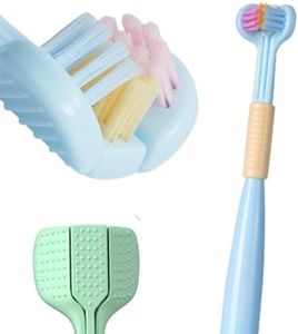 Athelas 3 sided kids toothbrush for boys ages 2 to 6 | Unique ultra soft bristles three side tooth brush for deep cleaning for kid boy child under 6 years old (Blue)