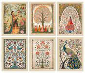 ArtX Paper Indian Art Madhubani Paintings With Frames For Wall Decor, Wall Painting for Living Room, Bedroom, Office, Painting for Wall Decoration, 10x13 inch, Set of 6