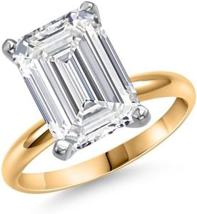 Gem Stone King 4.00 Ct IGI Certified Lab Grown Diamond Solitaire Engagement Ring For Women In 2 Tone 14K Yellow and White Gold Ring | E-F Color | VS1-VS2 Clarity | Available In Size 5, 6, 7, 8, 9