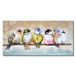 Handmade Oil Painting Bird Family Canvas Artwork Animal Wall Art Modern Decor Artwork