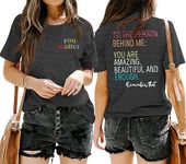 You Matter Shirt Women Person Behind Me Tshirt Mental Health Awarenes Kindness Casual O Neck Tee Tops, Grey, XX-Large